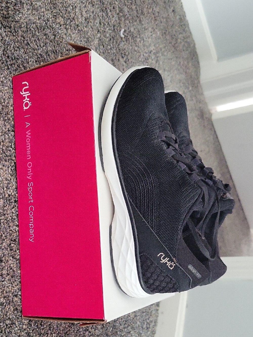 Ryka Lexi Black Knit Women's Walking Sneakers - Picture 3 of 5